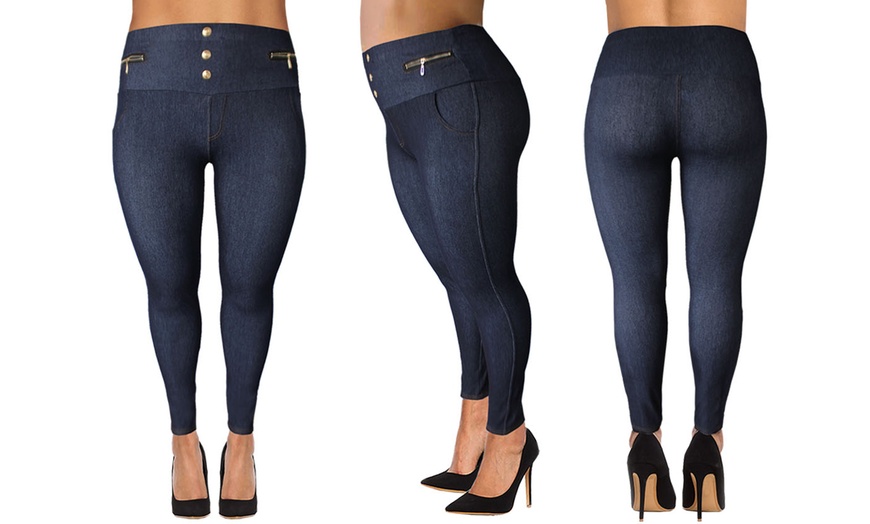 Image 10: Plus Size Denim Print Jeggings