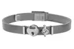Italian Stainless Steel Layered Crystal Mesh Heart Lock Charm Bracelet by Barzel - Second Medium