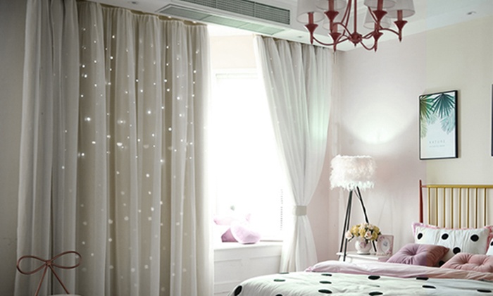 Two Panel Star Blockout Curtains Groupon