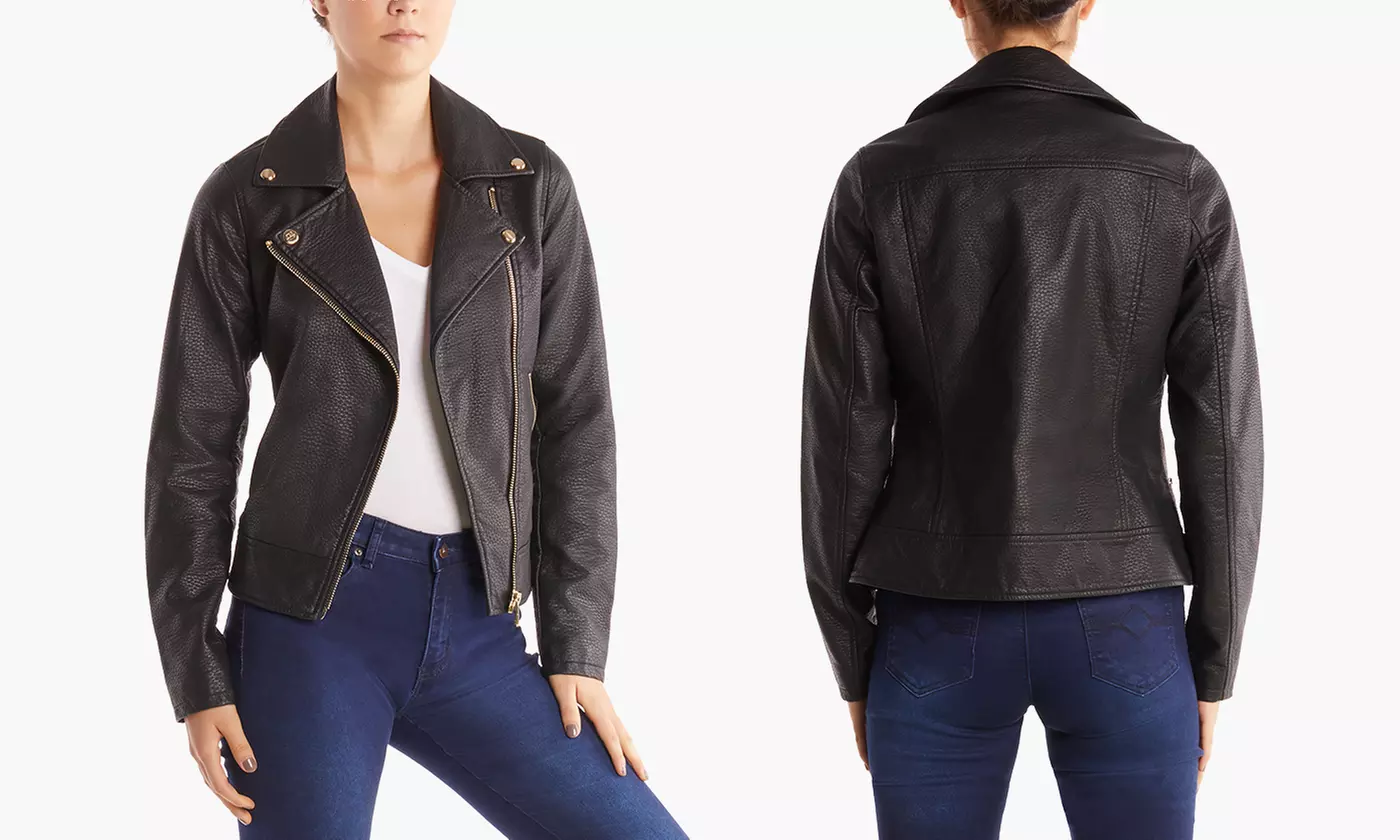 Steve Madden Women's Faux Leather Moto Jacket. (Size 2X) - Primary Image
