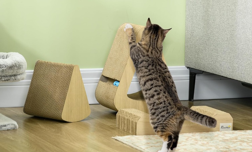 Image 1: Pawhut Cat Scratching Board Set