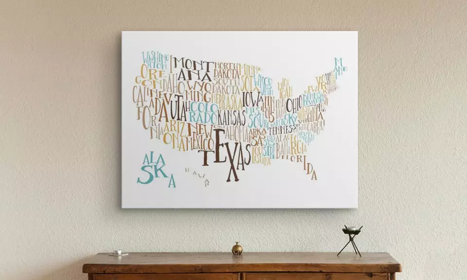Gallery-Wrapped States Typography Canvas Art from ImageKind.com (30"x23") - Primary Image