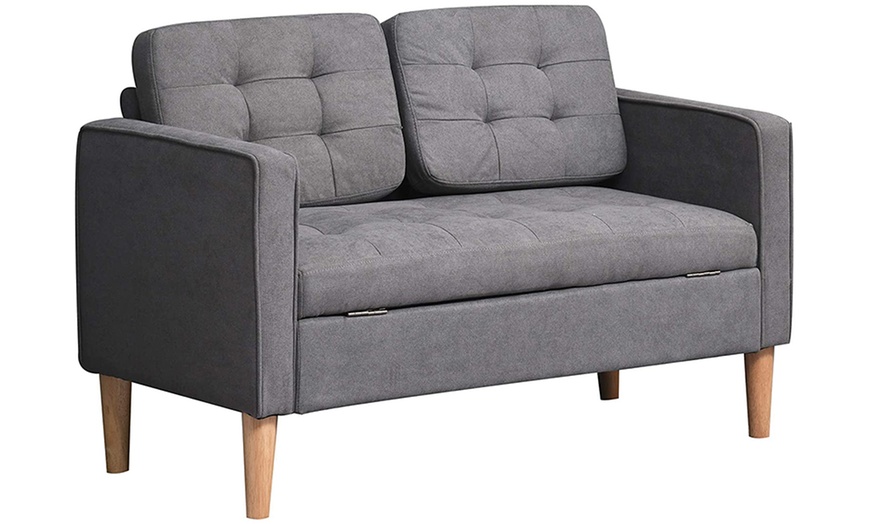 Image 2: Homcom Two-Seater Storage Sofa