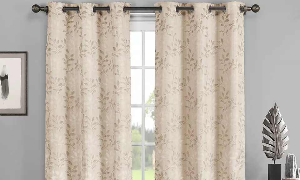 38"x84" Floral Print Grommet Window Panel Pair - Second Medium