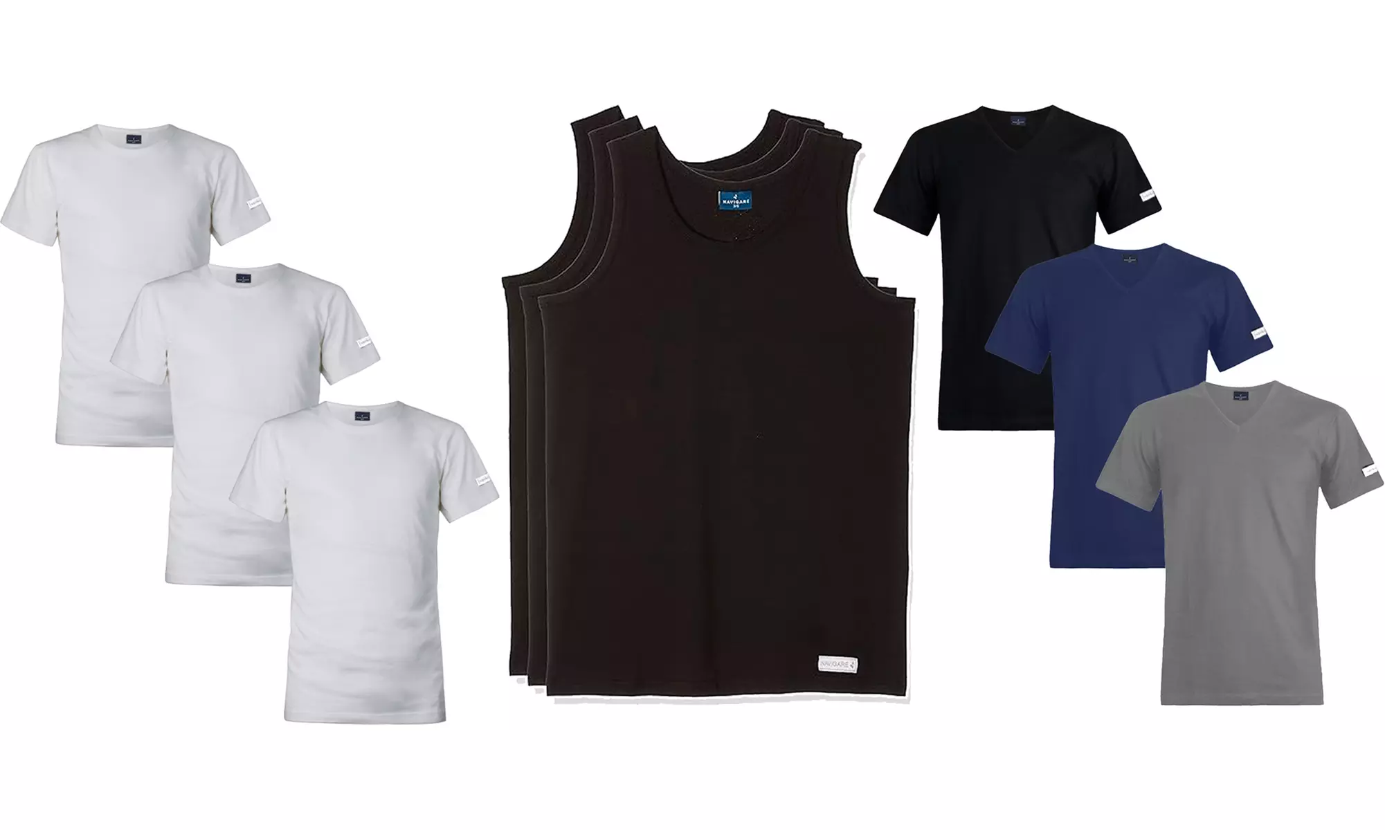 Set di 3 canotte o t-shirt da uomo i 100% cotone di Navigare