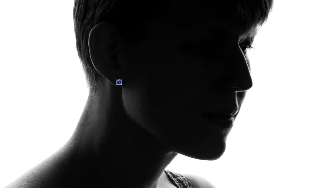 2.00 CTW Lab Created Tanzanite Stud Earrings in 10K Solid Yellow Gold by MUIBLU Gems - Second Medium