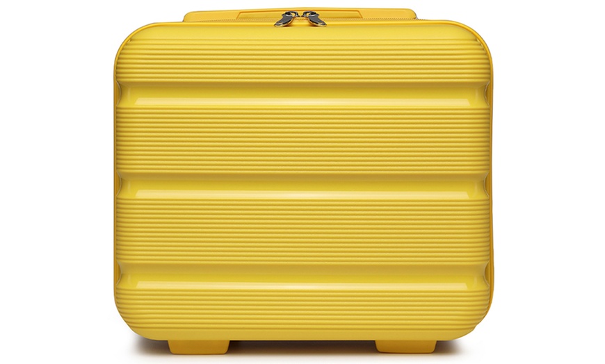 Image 28: Kono Hi Shine Textured Hard Shell PP Suitcases with 360° Swivel Wheels