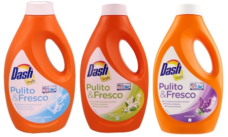 Detersivo liquido Dash per 18 lavaggi disponibile in 3 profumi
