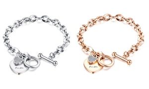 Eira Wen Chain Bracelet with Crystal Heart-Charm