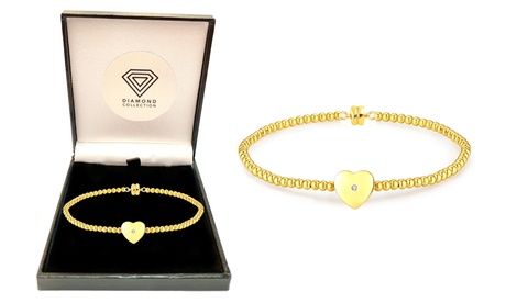 Bracelet plaqué or orné d'un diamant naturel