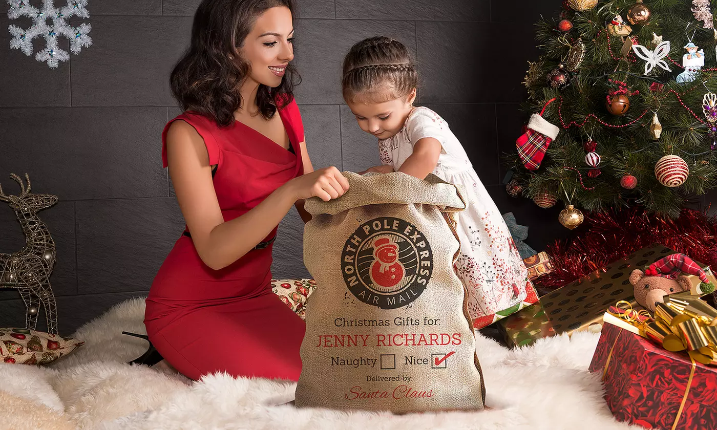 One, Two, Three, or Four Personalized Standard or Hessian Santa Sacks from Dinkleboo (Up to 67% Off) - Primary Image