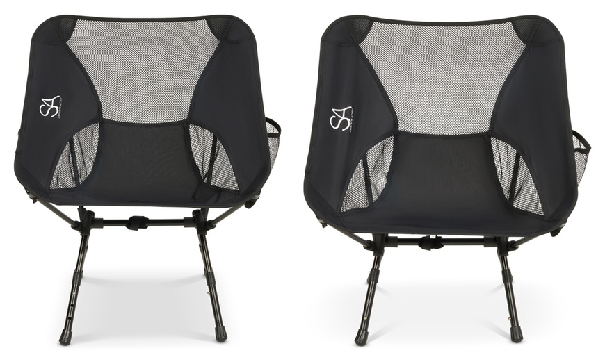 Image 3: Set of Two Folding Camping and Garden Chairs with Storage Bags