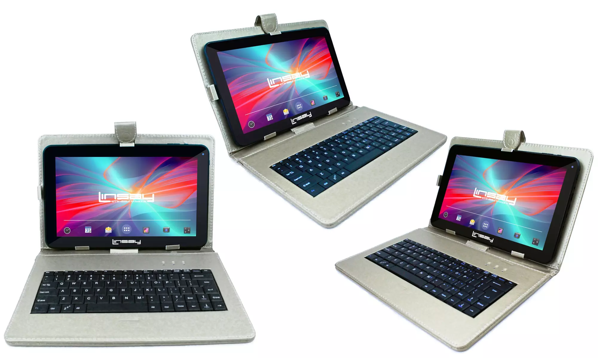 LINSAY 10" HD Tablet with Android 9.0 16GB Quad-Core Processor with Keyboard Case - Second Medium