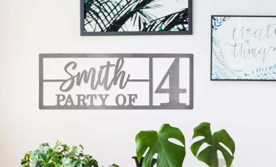 Custom Cut Metal "Here For The Party" Name Signs from Rusted Orange (Up to 67% Off) - Primary Image