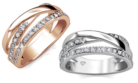 1 ou 2 bagues Kris en plaqué or 18 carats, ornées de cristaux Swarovski®