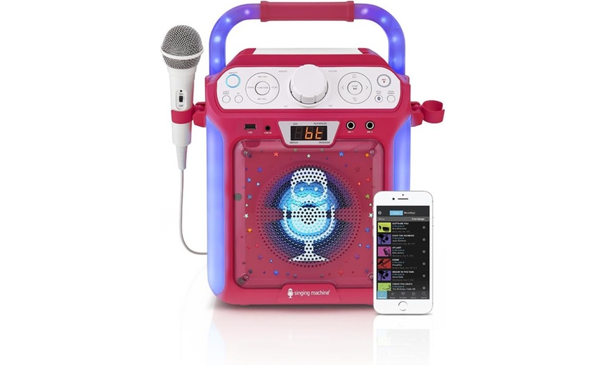 Image 5: Bluetooth and CD Karaoke Machine with LED Lights and Microphone