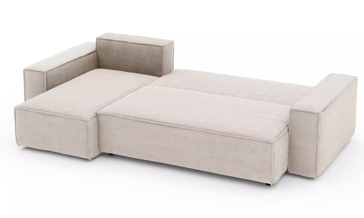 Canapé d'angle réversible et convertible en velours côtelé avec coffre