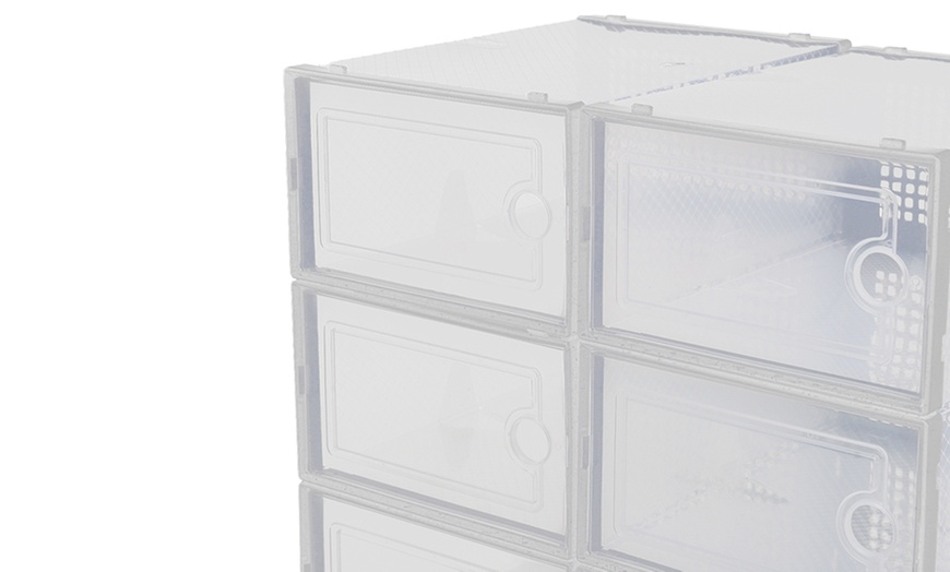 Image 6: 12-Compartment Stackable Shoe Storage Box Organisers