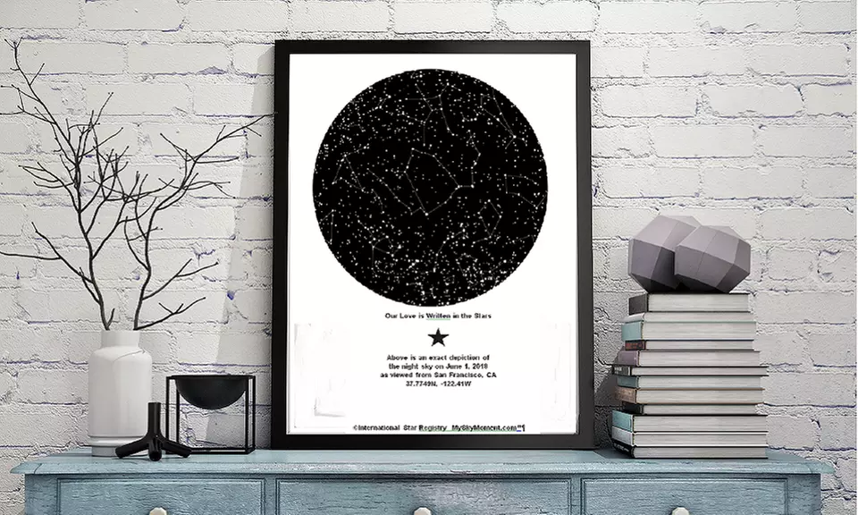 Carte des étoiles représentant un moment magique sur le site My Sky Moment à 16,90 € (62% de réduction) - Second Medium
