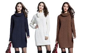 Women's Cable Knit Sweater Dress