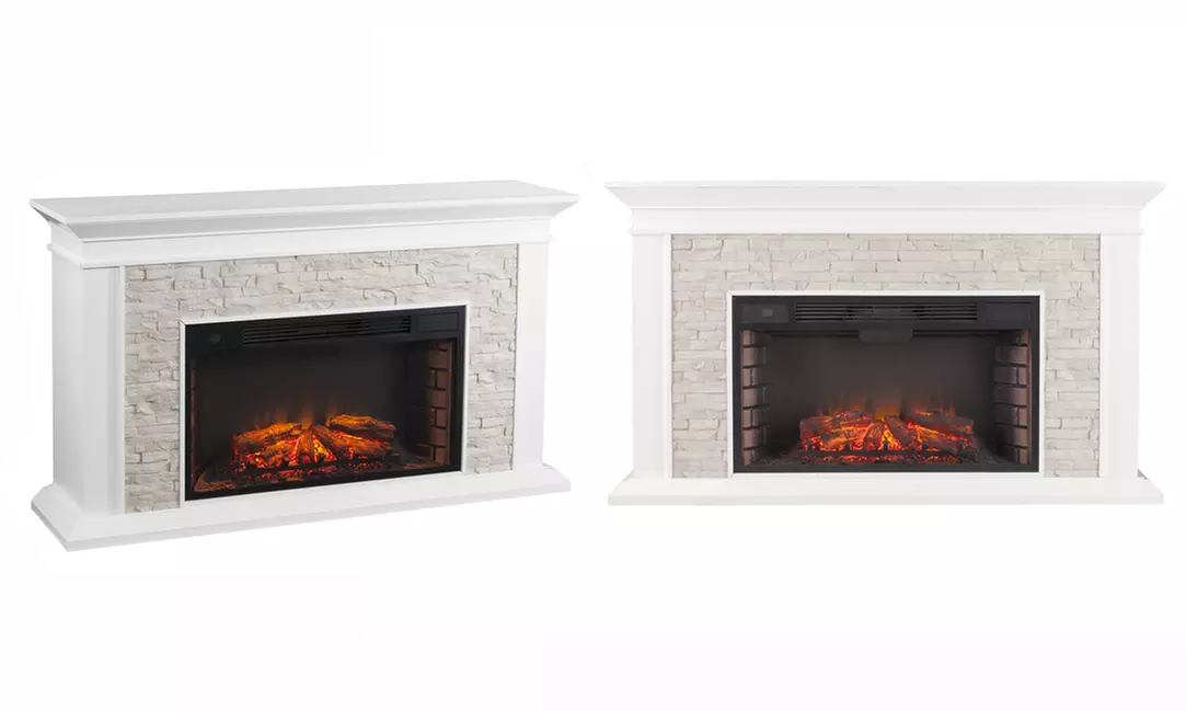 Canyon Heights Faux Stacked Stone Electric Fireplace - Second Medium