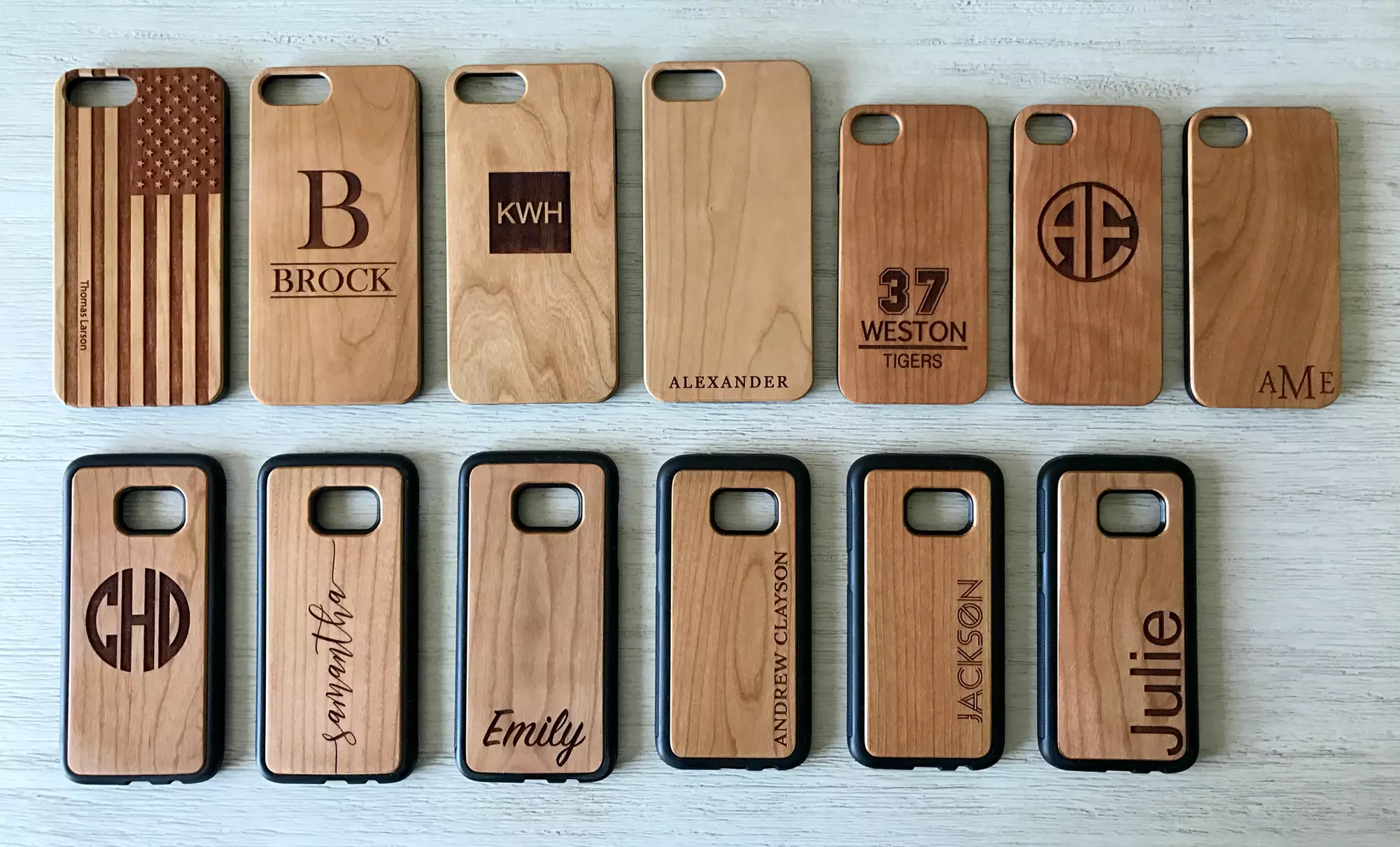 Two, Three, Five, or Ten Personalized Wood Cell-Phone Cases from Qualtry (Up to 80% Off)  - Primary Image
