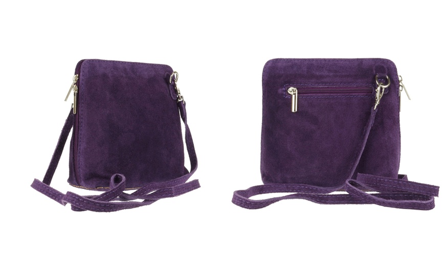 Image 17: Suede Leather Cross-Body Bag