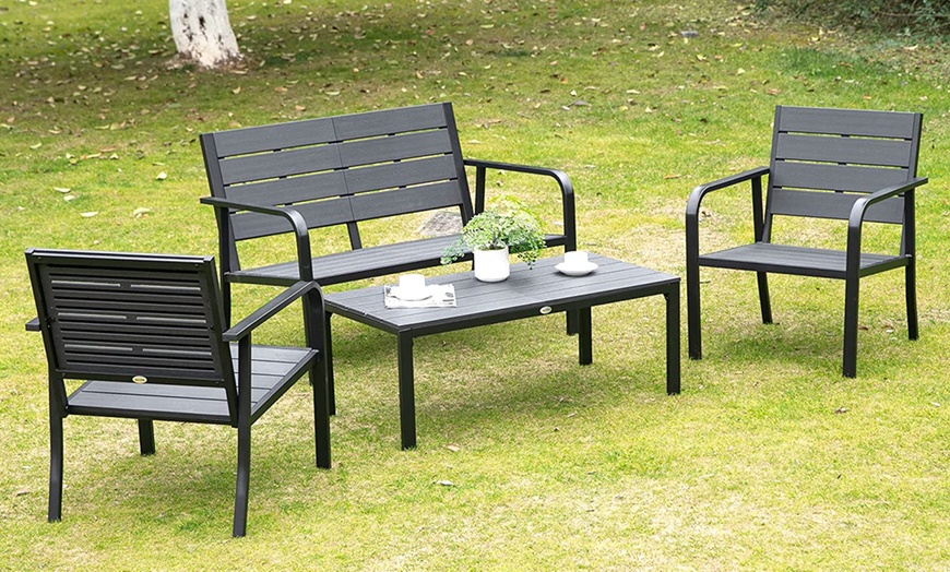 Image 2: Outsunny Steel Outdoor Furniture Set