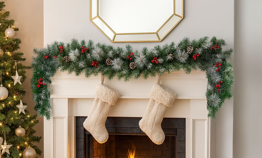 Image 4: Artificial Green Christmas Garland; Berry or Candy Styles