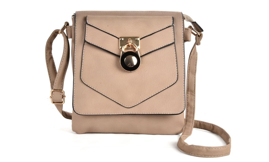 boxy push lock crossbody bag