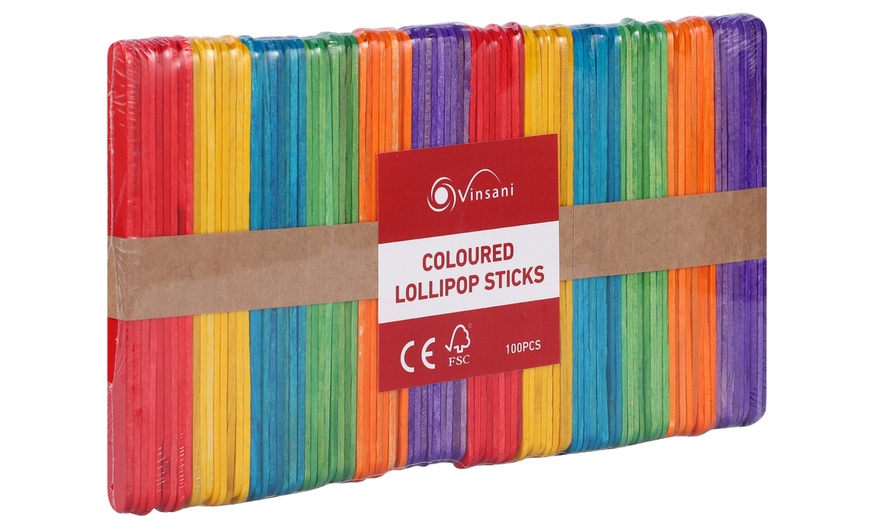 Image 4: Up to 500 Vinsani Coloured Wooden Lolly Sticks