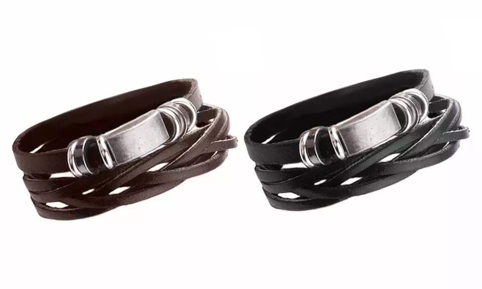 Double bracelets en similicuir pour hommes - Second Medium