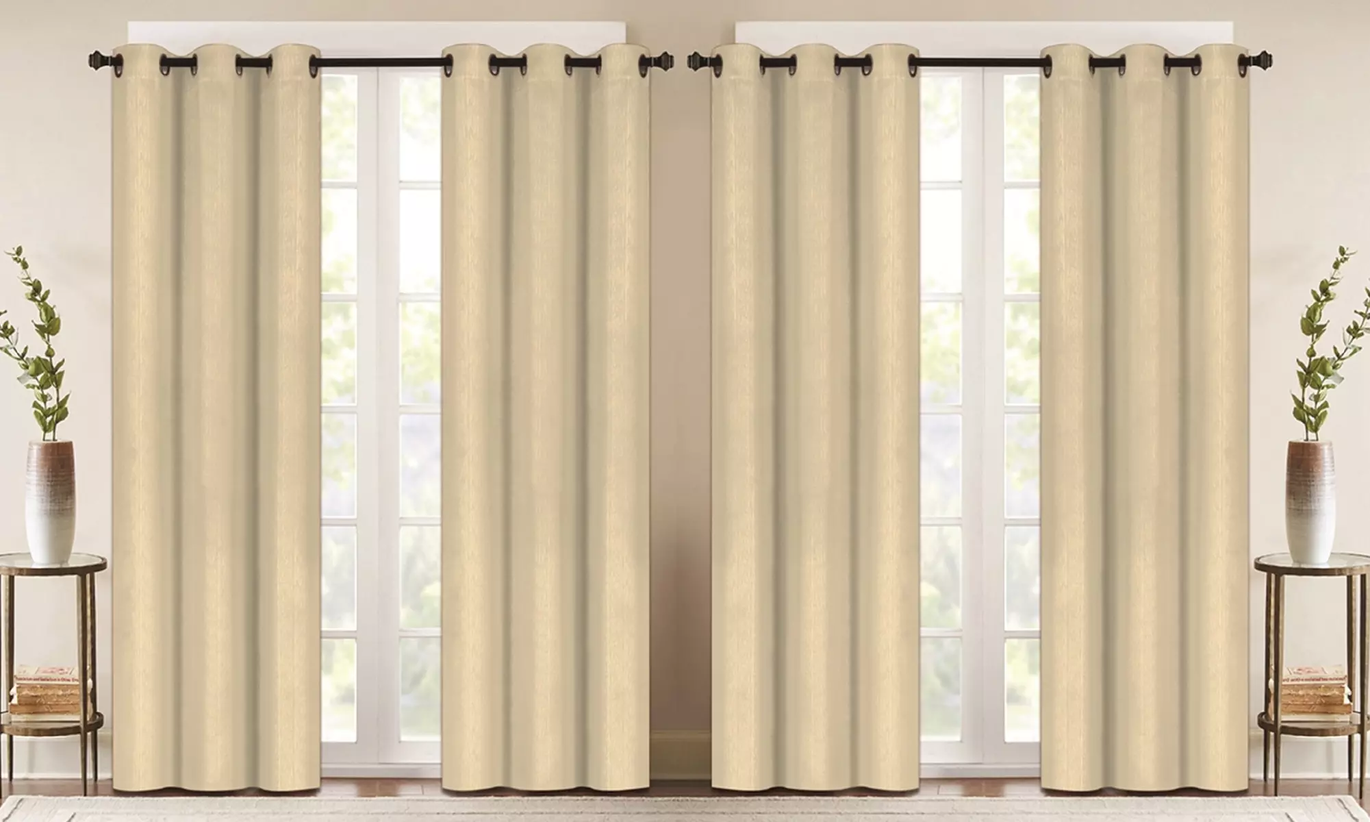 Embossed Faux Silk Blackout Curtain Panels: Multiple Sizes & Sets Available - Primary Image