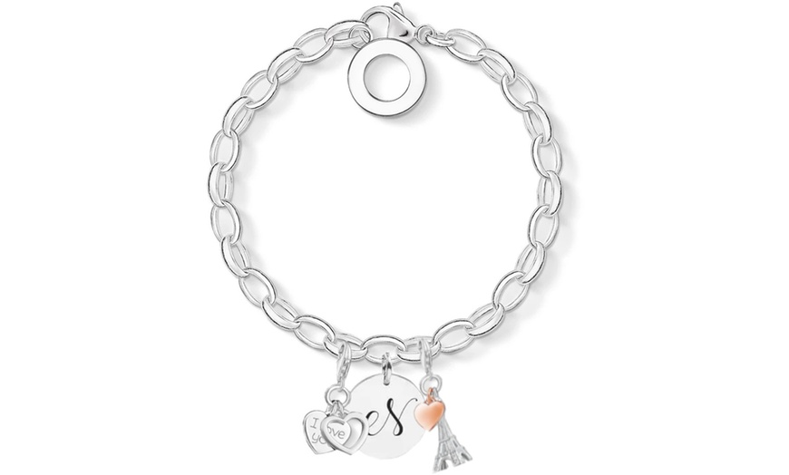 Image 15: Initial Charm Bracelet Made with Crystals from Swarovski®