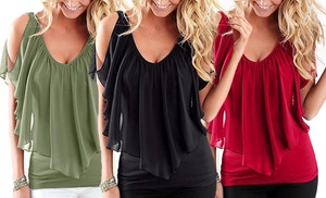 Cold Shoulder Flutter Blouse