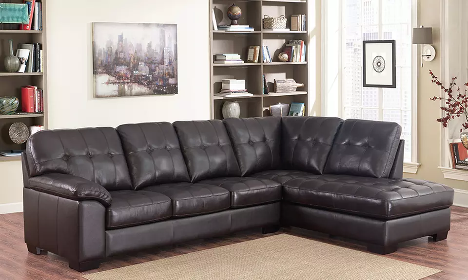 Abbyson Living Manchester Top-Grain Leather Sectional - Primary Image