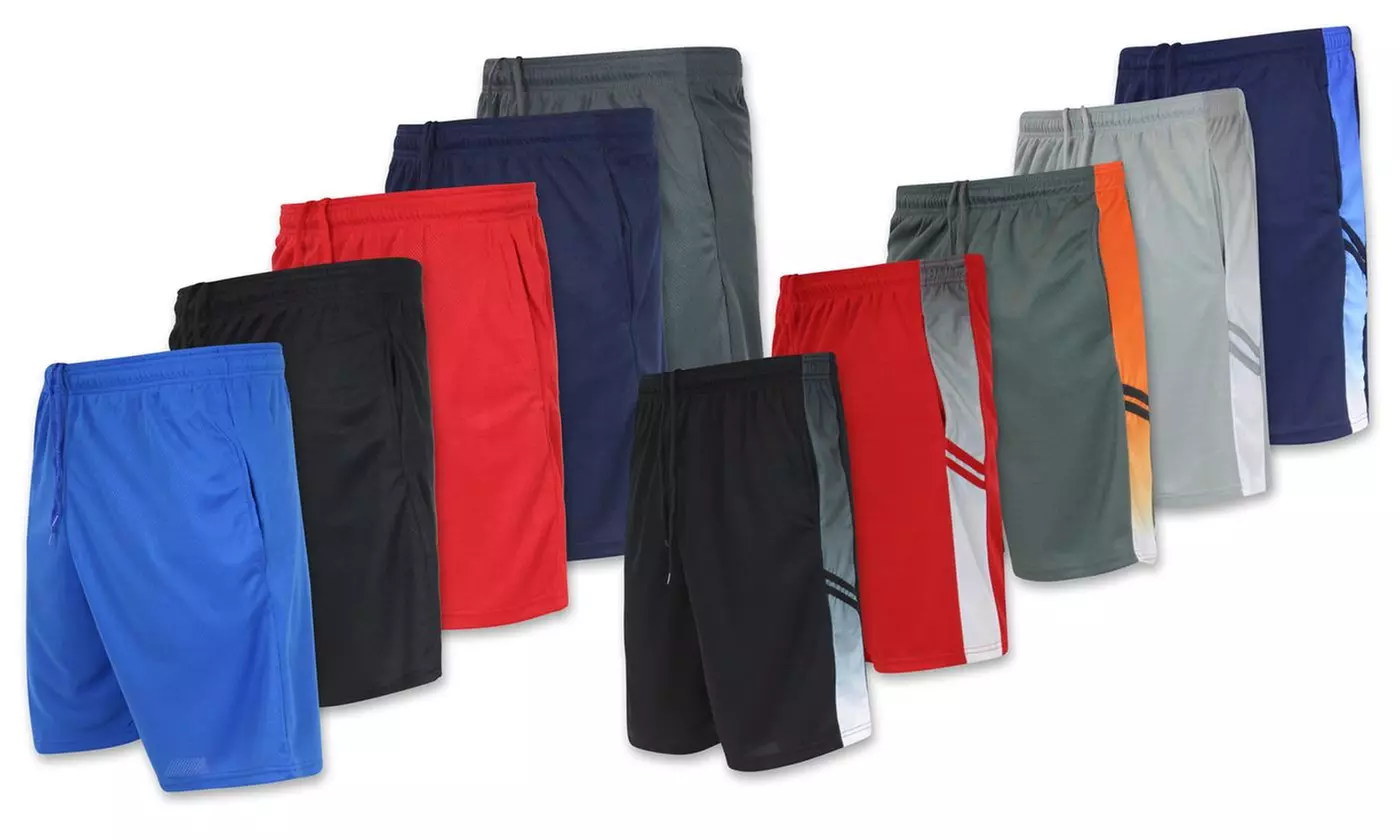 Real Essentials Men's Active-Performance Shorts with Pockets (5-Pack; S-2XL) - Primary Image