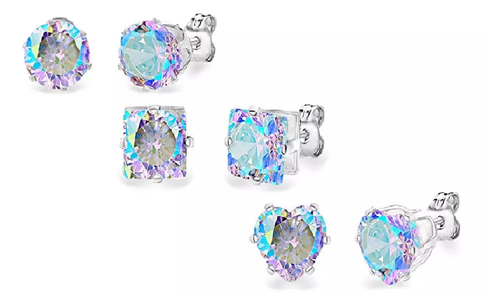 Cubic Zirconia in 18K White Gold-Plated Crystal Stud Earrings for Kids - Primary Image