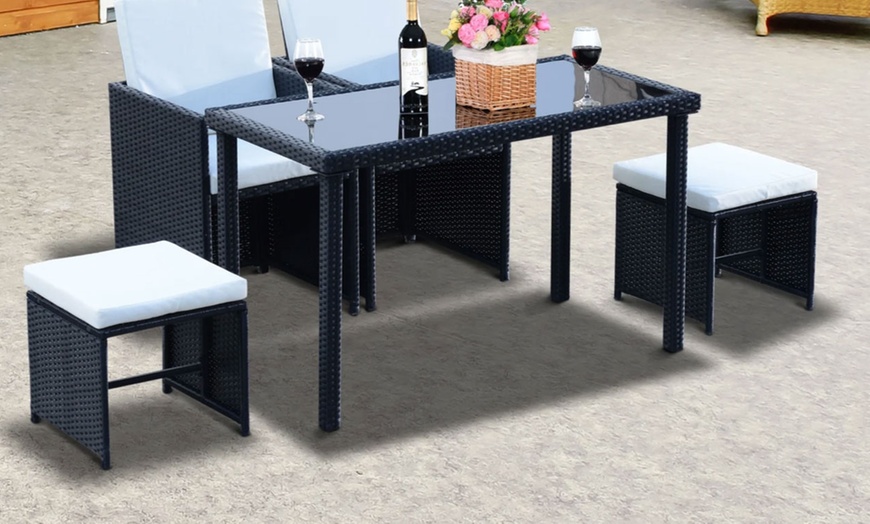 Image 4: Outsunny Five-Piece Rattan-Effect Dining Set