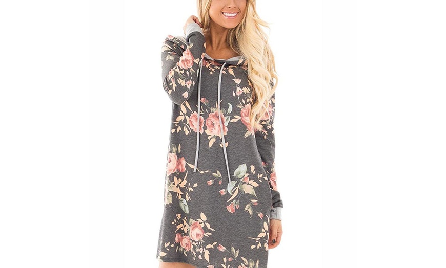 Image 4: Floral Hoodie Dress