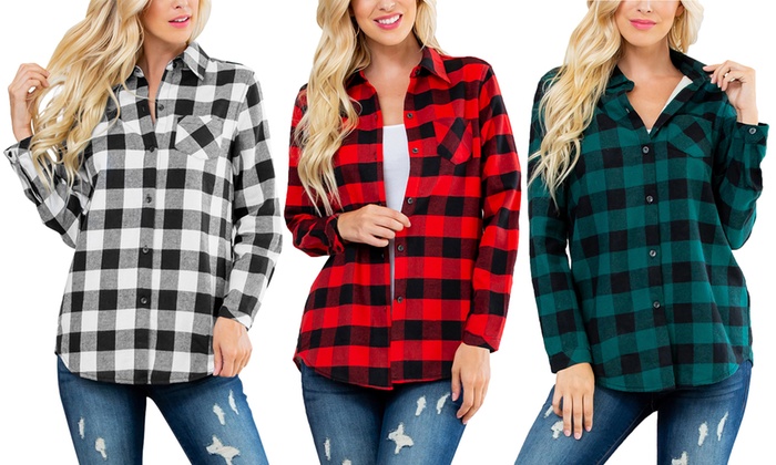 plaid shirt outfit women's