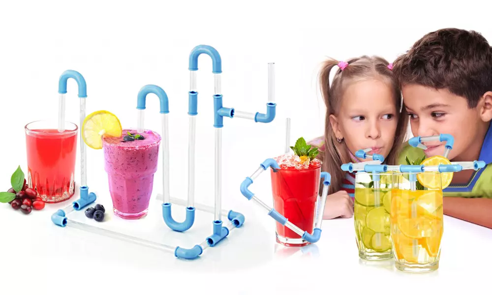 1x oder 2x Strohhalm-Bausatz in Pink oder Blau für Kinder - Primary Image