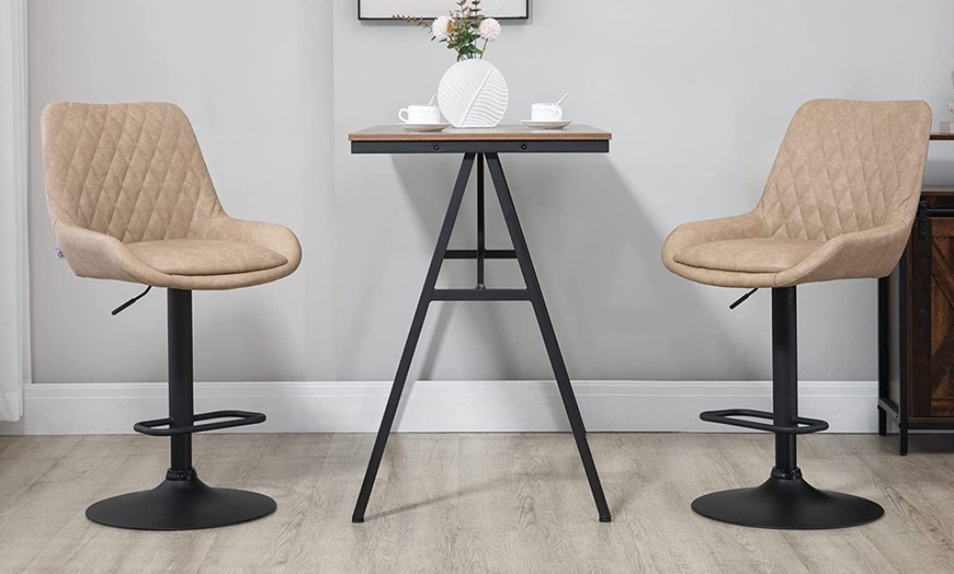 Image 2: Two HomCom Adjustable Bar Stools