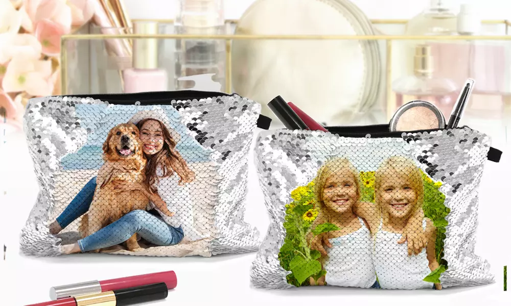 One or Two Personalized Photo Flip Sequin Makeup Bags from Monogram Online (Up to 75% Off) - Primary Image