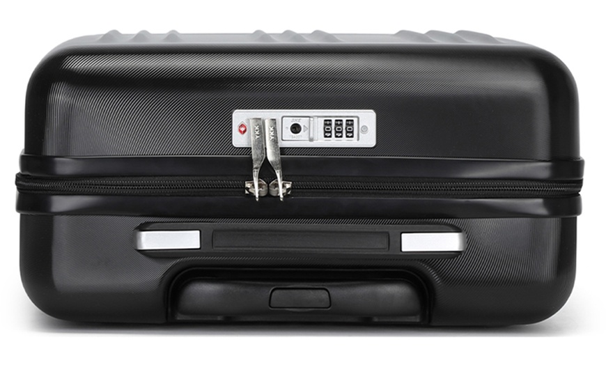 Image 5: Five-Piece Striped Expandable ABS+PC 20", 24'' and 28'' Suitcase 