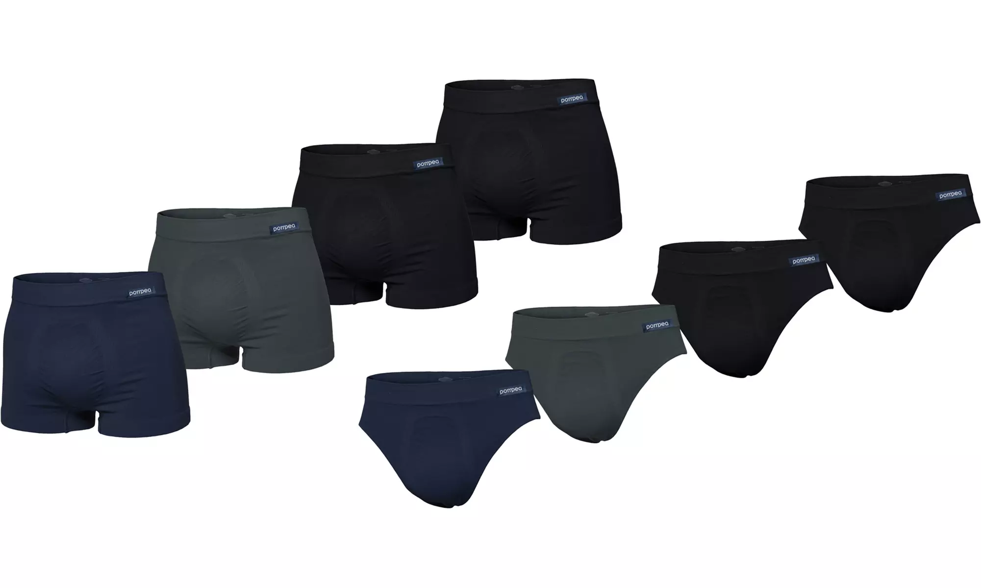 Set di 4 boxer o 4 slip in microfibra Pompea da uomo, disponibili in 3 colori e 2 taglie - Primary Image