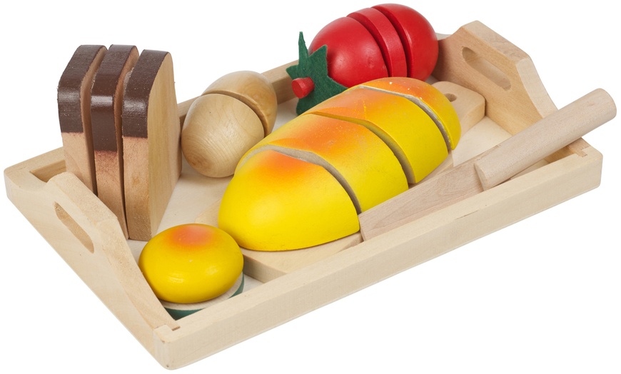 Image 3: Set of Pretend Play Wooden Food Playsets