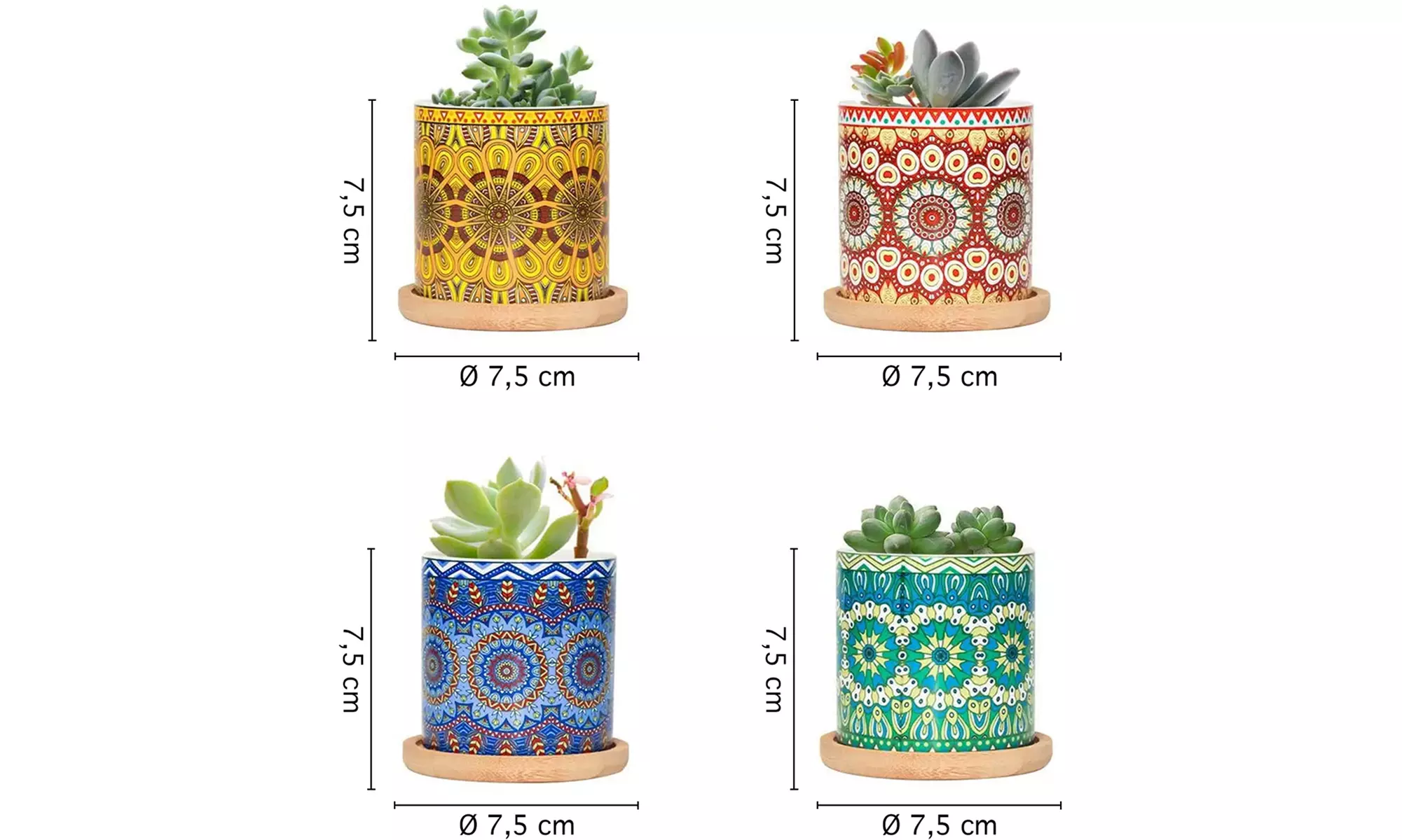 Lot de 3 pots de fleurs en céramique pour succulentes