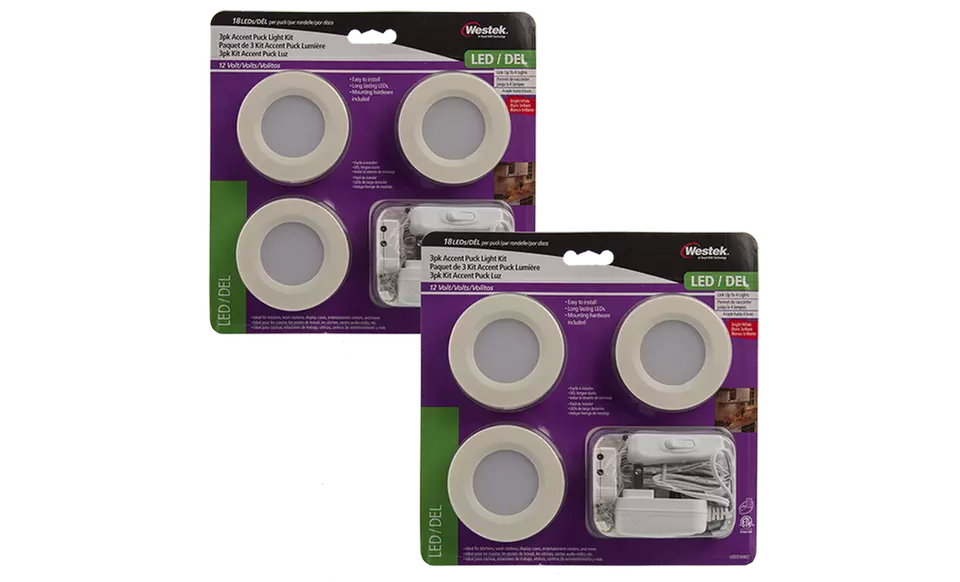 Westek Ultra-Slim Under-Cabinet LED Puck Lights (2-Pack) - Primary Image