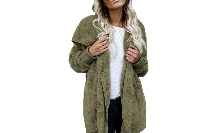 Image 9: Teddy Fleece Hooded Cardigan